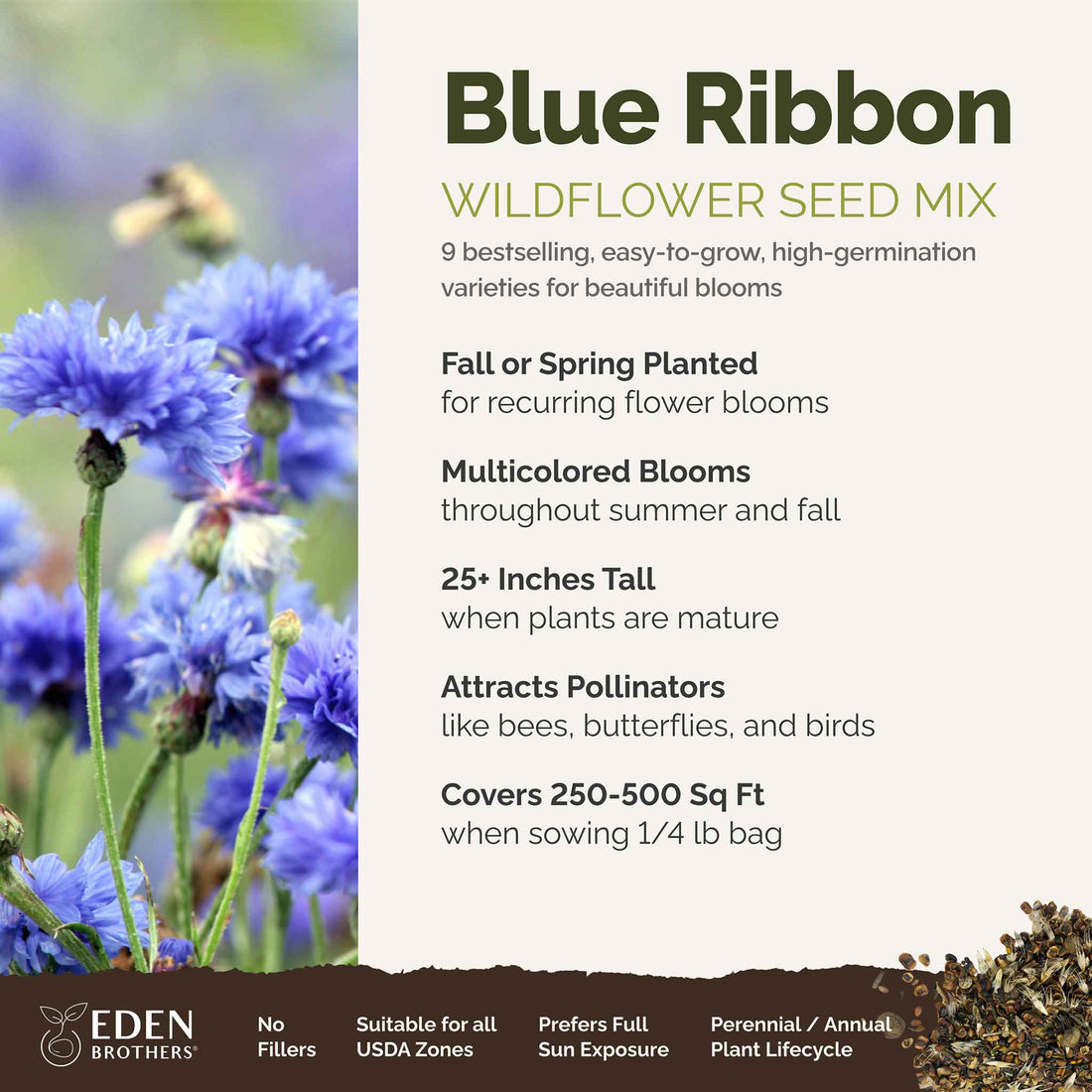 Blue Ribbon - Blue Flower Seed Mix | Wildflower Seeds | Eden Brothers