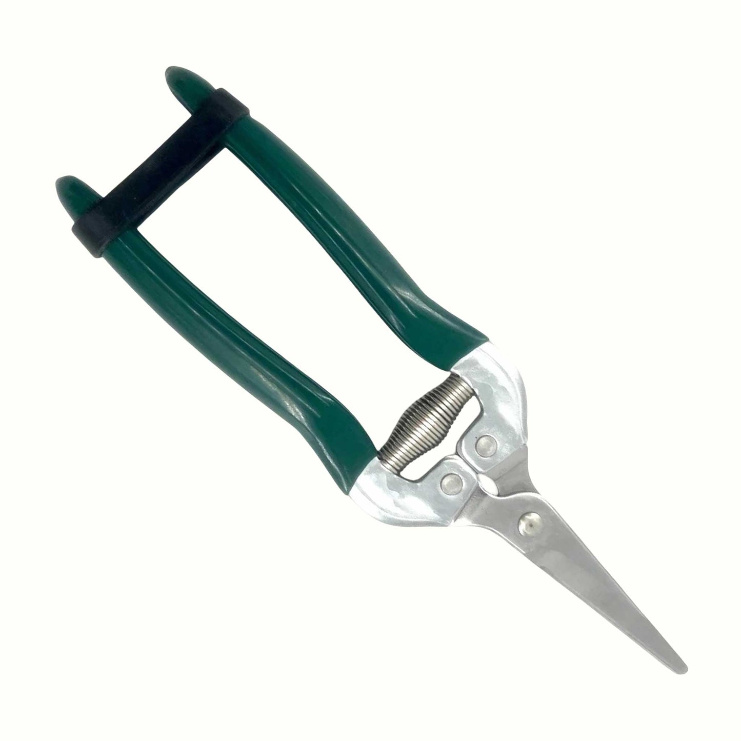 Green handled burgon and ball flower and fruit snips shown on a white background
