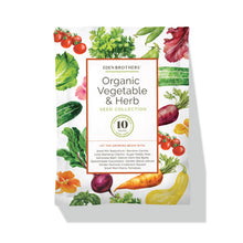 Eden Brothers Organic Vegetable & Herb Seed Collection packaging on a white background