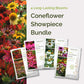 Graphic of coneflower showpiece bundle pack displaying a product image and contents of the bundle.