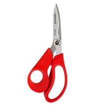 Red-handled comforgel corona scissors on a white background