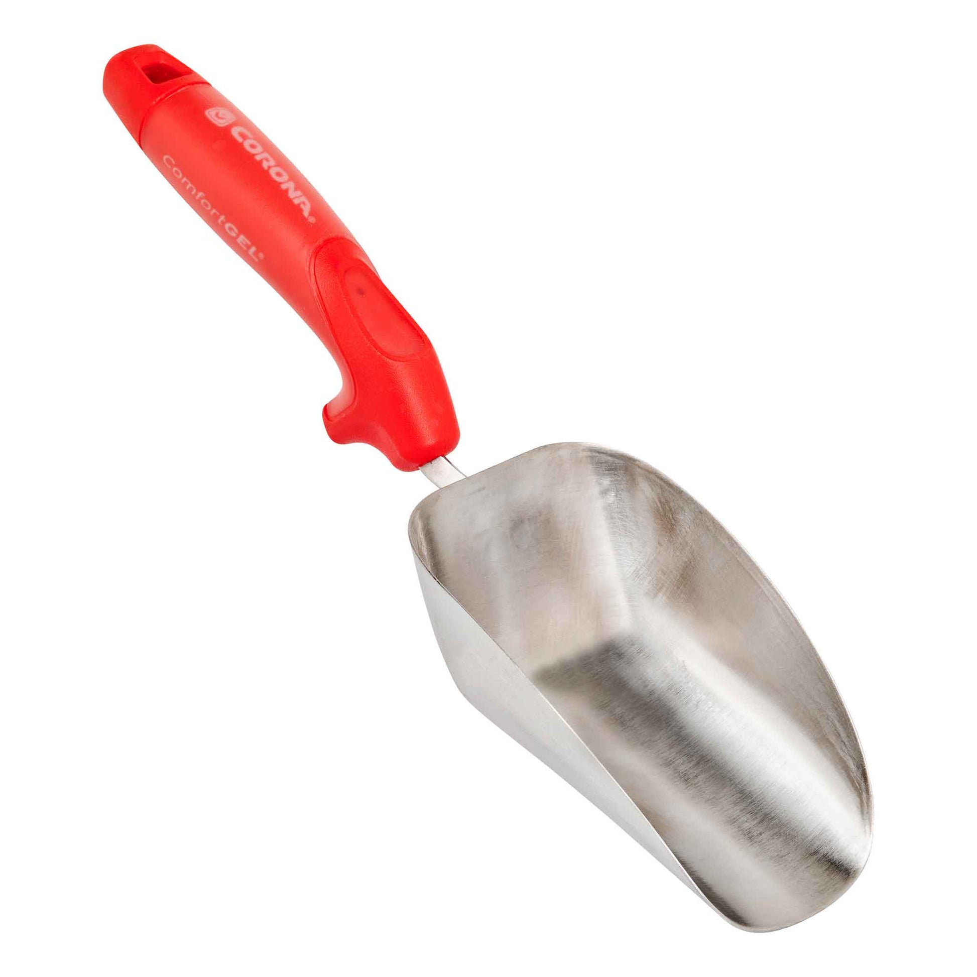 Corona ComfortGel scoop with red handle on a white background