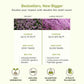 Comparison chart of seed packet and large packet sizes with coverage, seed count, and benefits listed.
