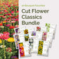 Graphic of cut-flower classics bundle pack displaying a product image and contents of the bundle.