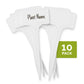 White garden labels for marking plant and seedling varieties in a garden or pot.
