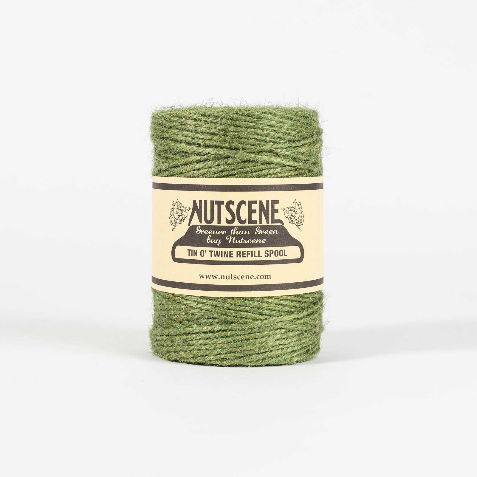 Green twine spool with Nutscene label on a white background