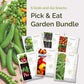 Graphic of pick and eat garden bundle pack displaying a product image and contents of the bundle.