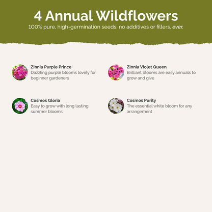 List of flower species and seeds included in the Wildflower Seed Mix.