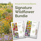 Graphic of signature wildflower bundle pack displaying a product image and contents of the bundle.
