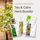 Graphic showing the contents of the tea & calm herb bundle