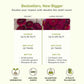 Comparison chart of seed packet and large packet sizes with coverage, seed count, and benefits listed.