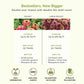 Comparison chart of seed packet and large packet with floral images and text about coverage and seed count.